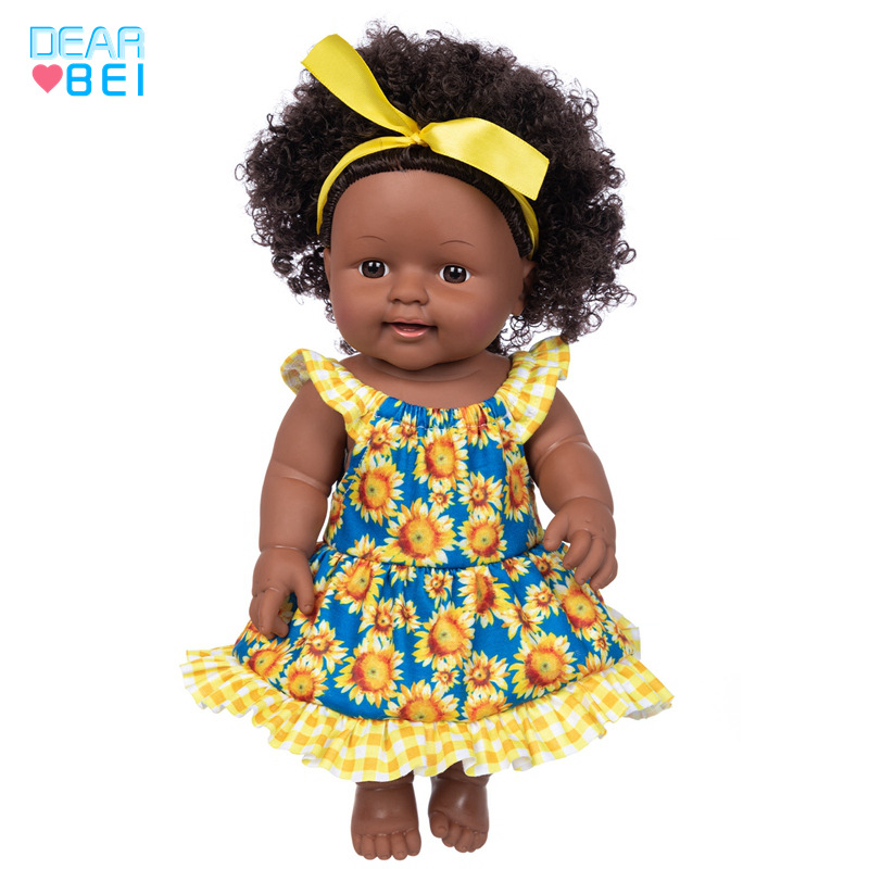 Transfronterizo de 12 pulgadas artificial bebé renacido muñeca Africana bebé muñeca de vestir muñeca de juguete modelo de muñeca de vinilo