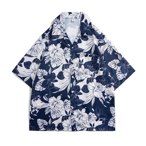 Vintage 12Vage Hong Kong Style Retro Short-Sleeve Thai Hawaiian Design Men's and Women's Loose Fit Shirts