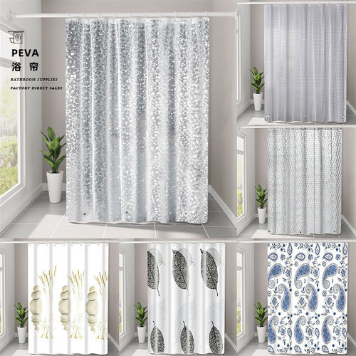 3d Cat's Eye Pebbles Water Cube PEVA Waterproof Shower Curtain Cross-Border Amazon Bathroom Toilet Shower Partition