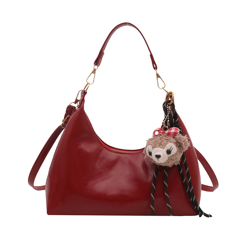 2024 nuevo invierno retro ocio de gran capacidad hombro axilar inclinado bolso de tela de piel de cera de aceite