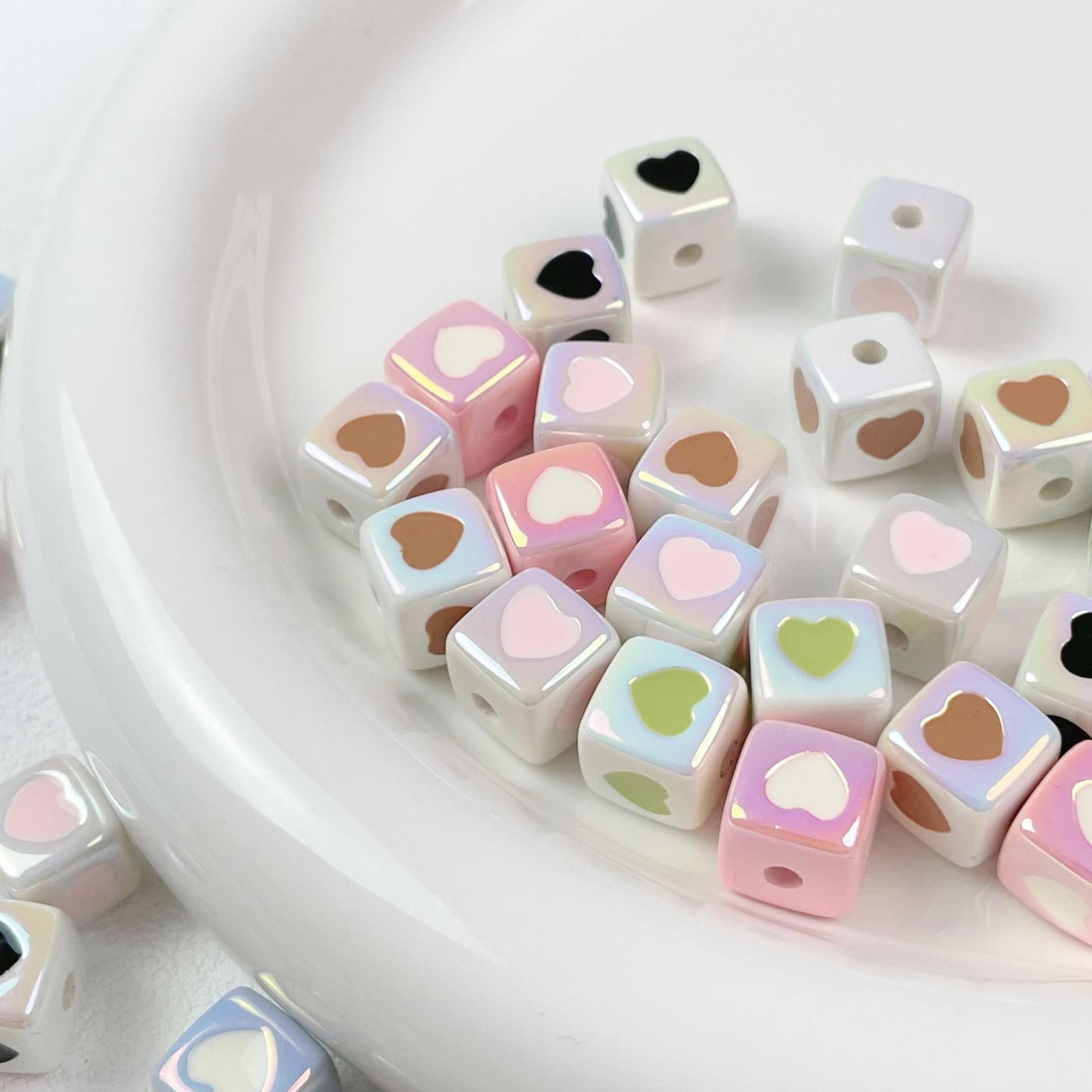 21g Weight Beads Jewelry Making Type Beaded, Mobile Phone Chain, Bracelets, Necklace Classification 10 PCS/Package Quantity Arylic Material Heart Shape Pattern All Seasons Season Cute, Vacation, Classic Style Style Enamel, Enamel Craft 10 PCS/Package Arylic Heart Shape Beaded Mobile Phone Chain Bracelets Beads 1