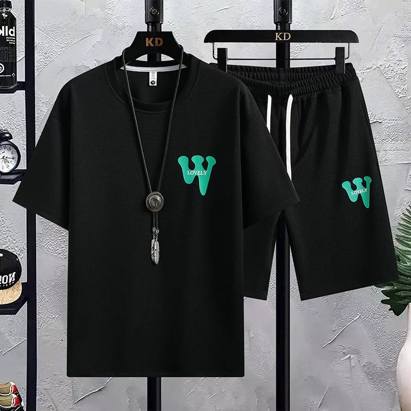 2025 Gentleman - рекомендуется в основном летняя рубашка в миланскую сетку, повседневные универсальные молодежные шорты с короткими рукавами, мужской костюм 0108