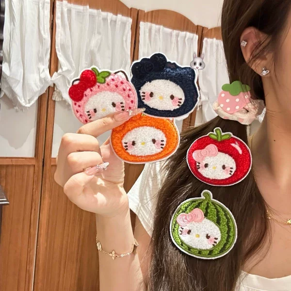 Fun and cute fruit-themed KT fringe hair stickers, soft and adorable cartoon sushi and bread girl magic stickers, a hair styling tool