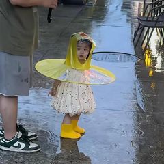 リトルイエローアヒル UFO レインコート子供用マント傘帽子幼稚園ベビー子供用ワンピースレインポンチョ女の子雨よけ