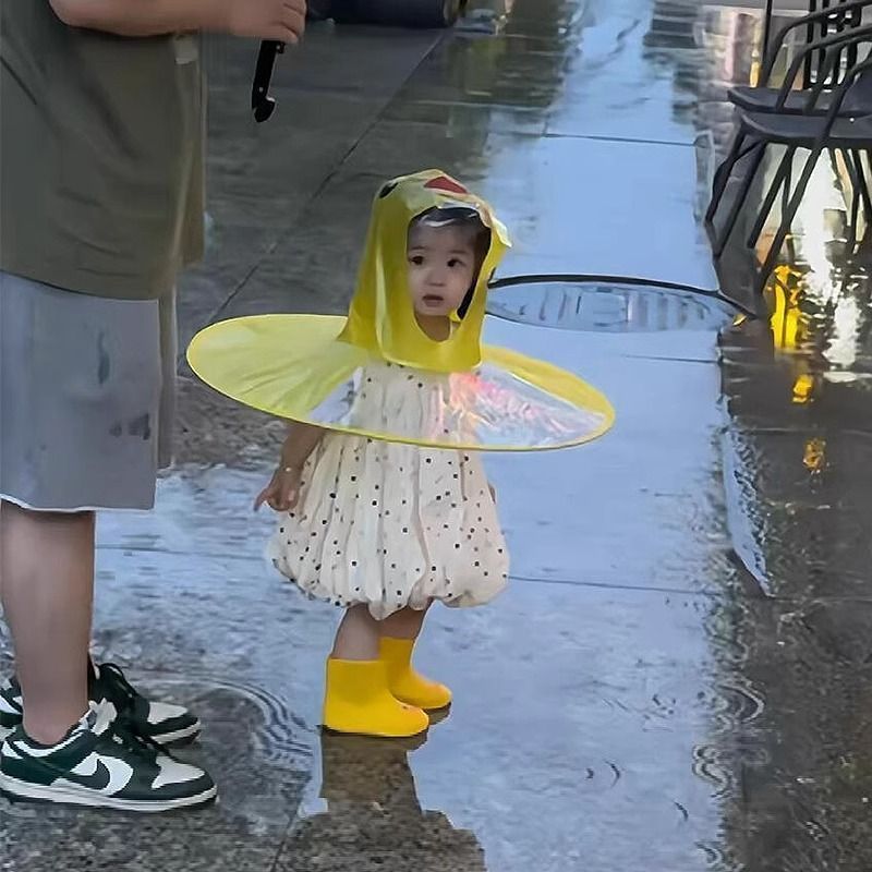 リトルイエローアヒル UFO レインコート子供用マント傘帽子幼稚園ベビー子供用ワンピースレインポンチョ女の子雨よけ|undefined