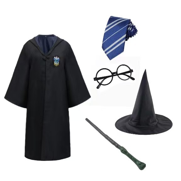 Плащ Рейвенкло + шляпа + очки + пластиковая волшебная палочка + галстук