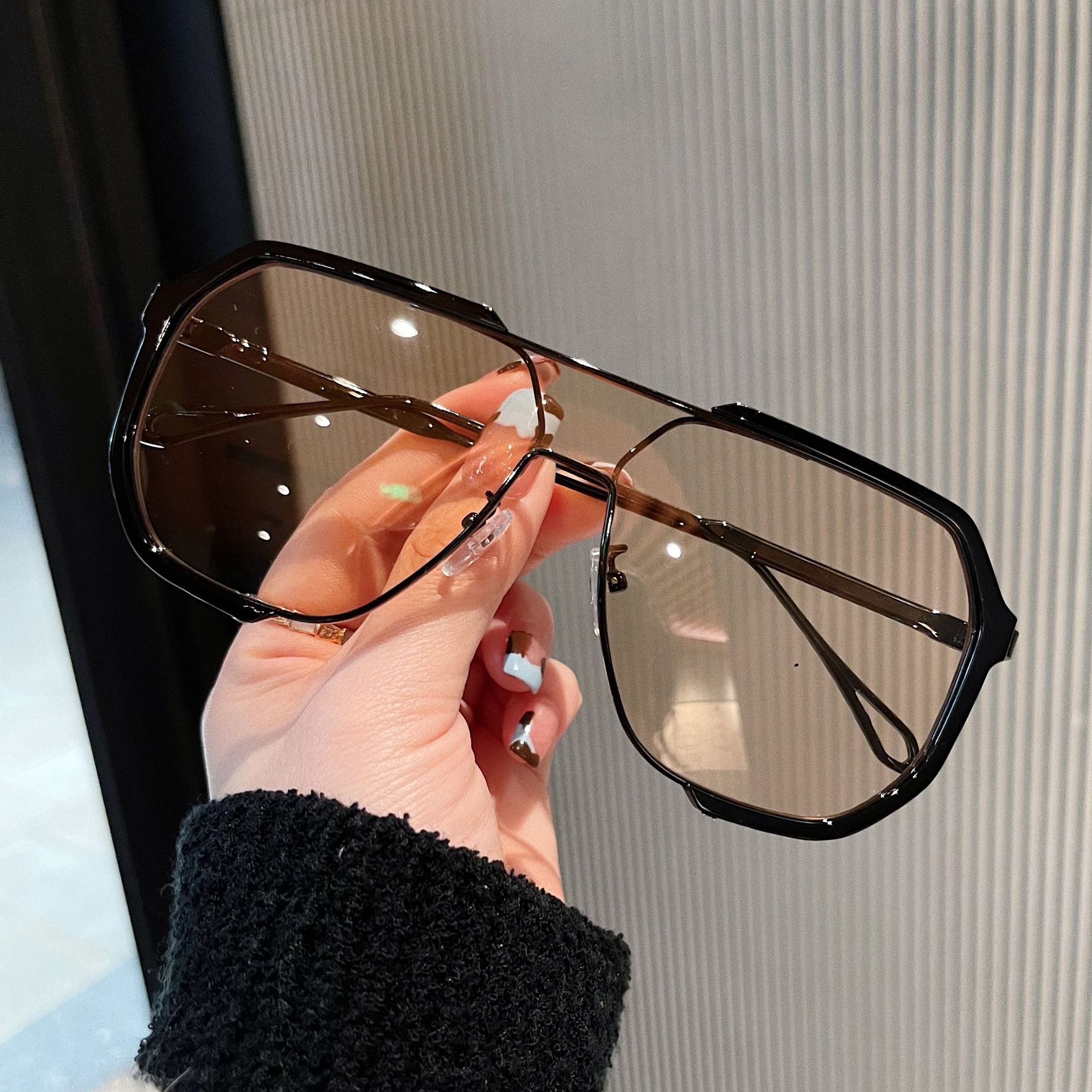 Ac, UV400 Protection Lens Material Square Glasses Style Classic Style Solid Color Ac UV400 Protection Square Full Frame Women's Sunglasses