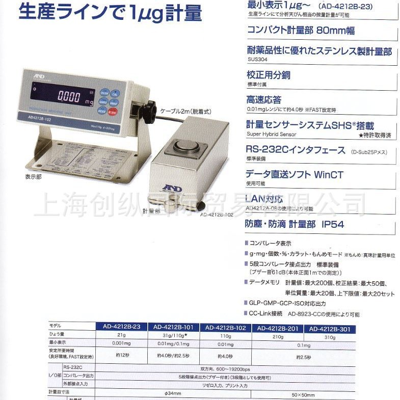 AD-4212B-301    AND电子秤   创纵国际原装专业销售