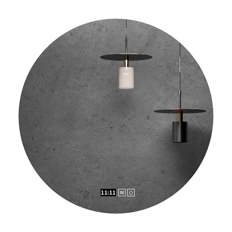 Espejo redondo colgado en la pared, espejo de baño inteligente, espejo colgado en la pared con pantalla táctil LED con lámpara