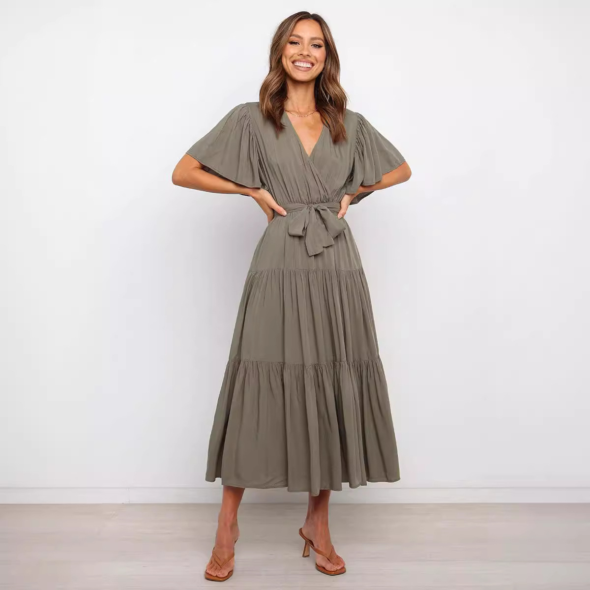 solid long skirt