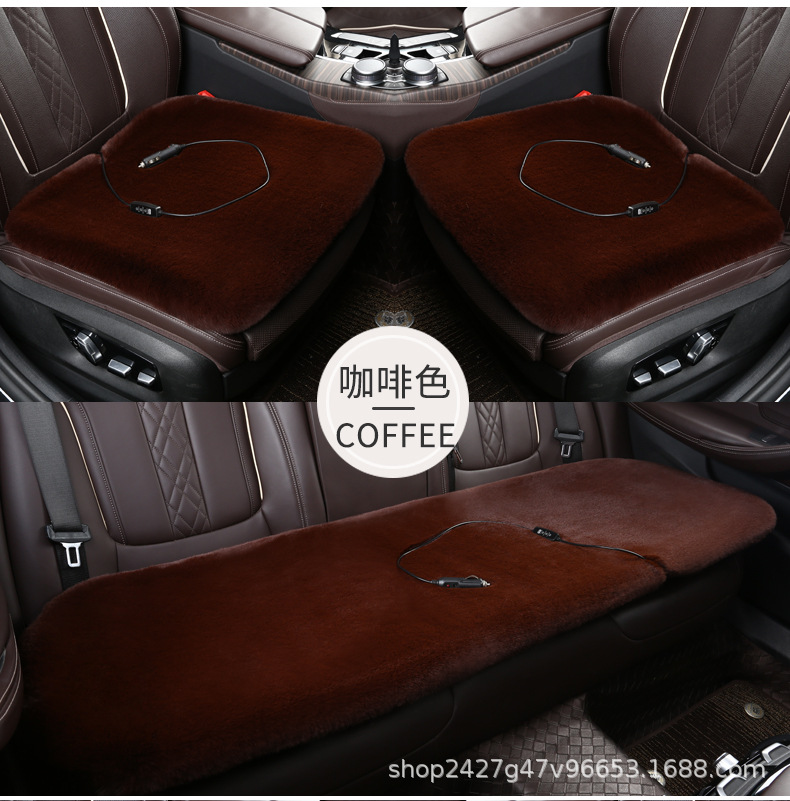 Wholesale car heating cushion winter rabbit plush seat cushion warm thick square cushion speed thermoelectric heating car seat cushion