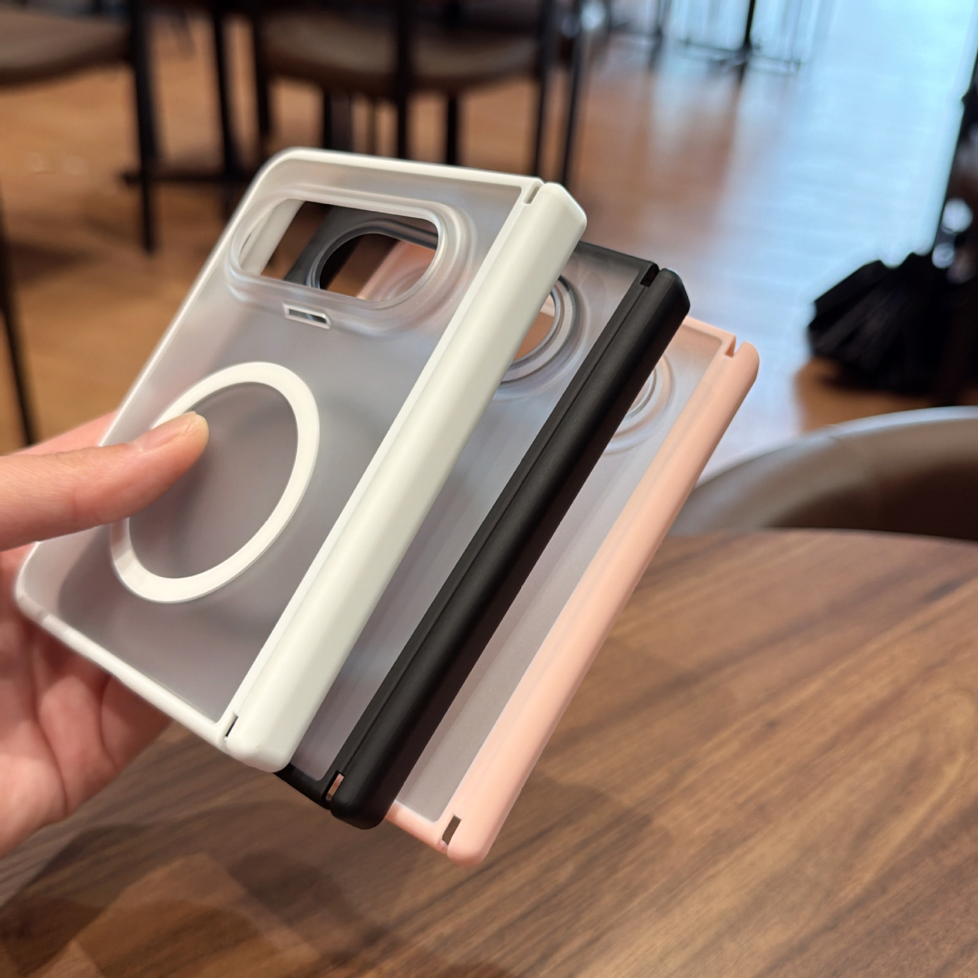 Suitable for Huawei Pura X Max phone case, Mate X7 protective cover, X6 dual central axis transparent magnetic case with skin-like texture and contrasting colors