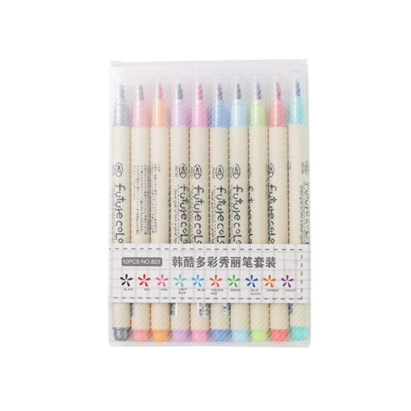 Ханьку Watercolour, мягкие восковые мелки, пишущая кисть, художественный набор, профессиональные комиксы, 10 цветов