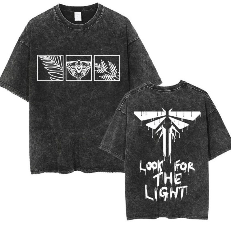 The Last of Us Looking for Light Firefly Fashion Washed T-Shirt Men Women Harajuku Retro T-Shirt High Street Hot Sale Cotton t The Last of Us Looking for Light Firefly Fashion Washed T-Shirt Men Women Harajuku Retro T-Shirt High Street Hot Sale Cotton t