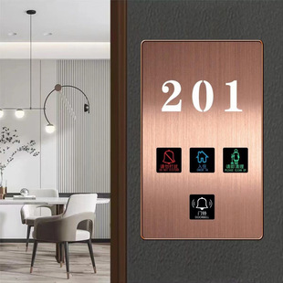 Hotel Electronic Door Sign Room Number Luminous Door Sign Hotel Room with Doorbell Do Not Disturb Smart Number Hotel Door Display