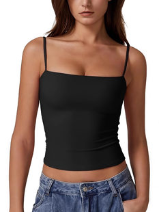 European and American cross-border adjustable thin shoulder straps solid color slim fit navel exposed tight short hot girl style inner top for women
