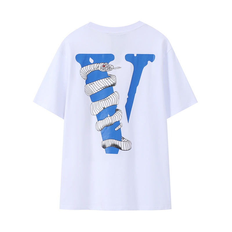 Wholesale Vlone Fog American Niche Fashion Brand Couple's T-Shirt with Mosaic Friends Letters Cotton Short Sleeves Wholesale Vlone Fog American Niche Fashion Brand Couple's T-Shirt with Mosaic Friends Letters Cotton Short Sleeves