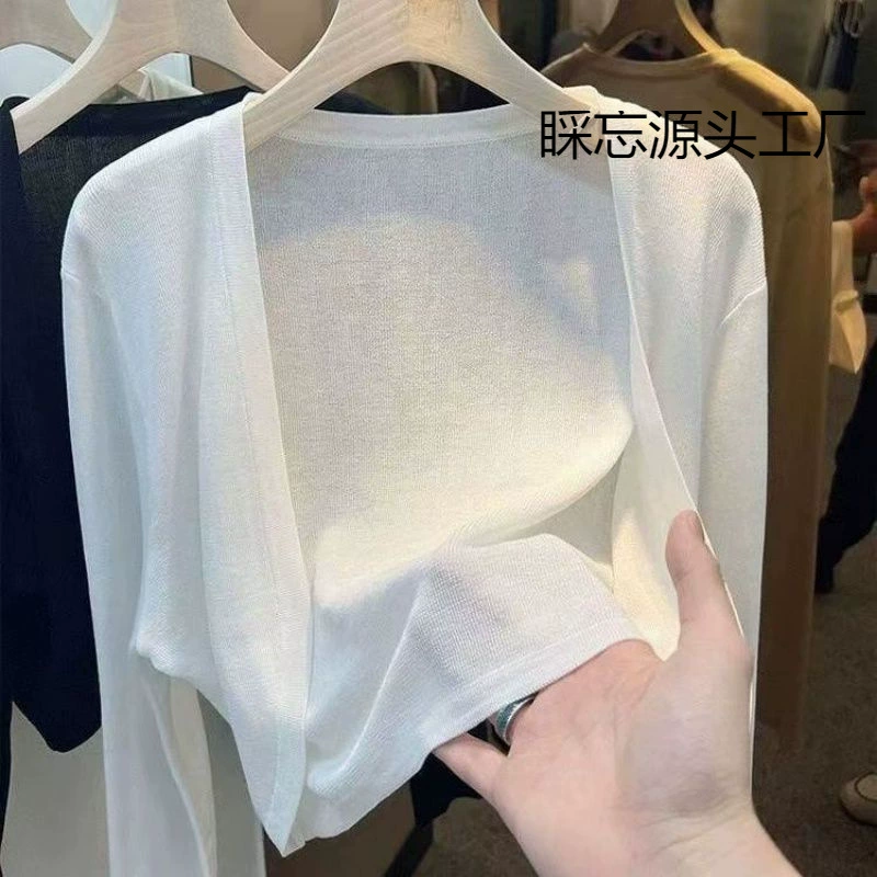 Короткий летний вязаный кардиган, лёгкий белый, прозрачный накидка (one size)