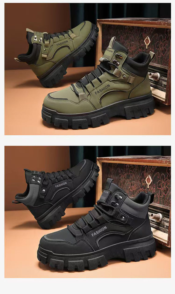 Giày bốt Martin nam cổ cao đế dày chống trượt, giày bảo hộ ngoài trời bền bỉ — KA02 màu kaki, KA02 màu xám, KA02 màu đen chi tiết 13