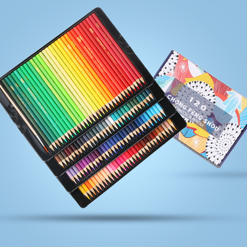 Chong Feng mano 120 color de plomo de color soluble en agua 72 color lápiz de color 120 color aceitoso libro de lápiz de color producido