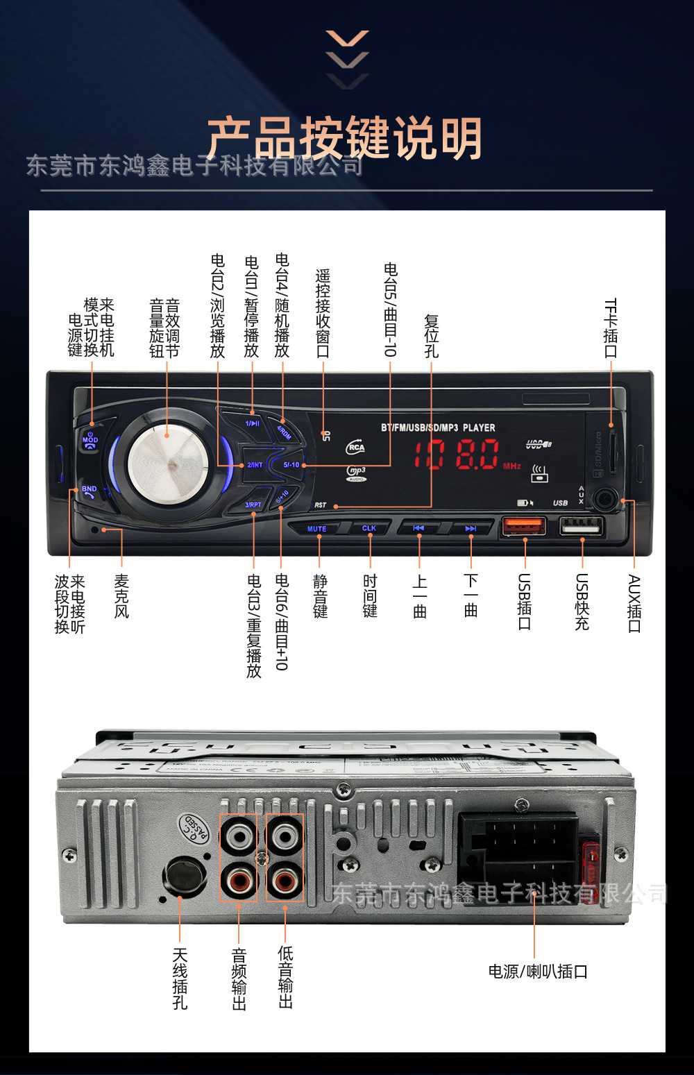 Cross-Border Exclusive Supply of Car-Mounted Mp3 Bluetooth Player, Hands-Free Phone Calls, Tf Card, USB Drive, Radio, 3015 Low Power