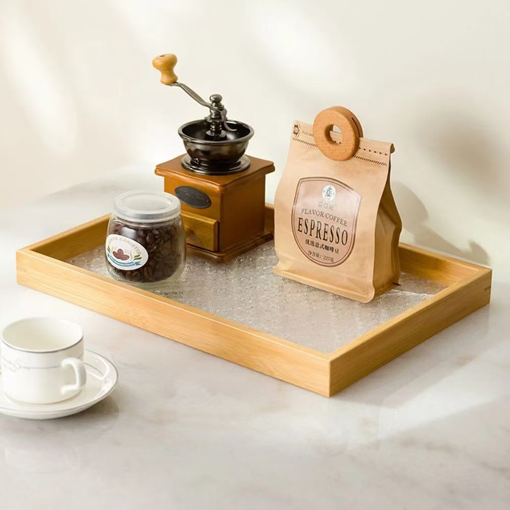 Bégonia retro bandeja de té rectangular de alto valor de madera refrigerio taza de té bandeja de té bandeja de vidrio