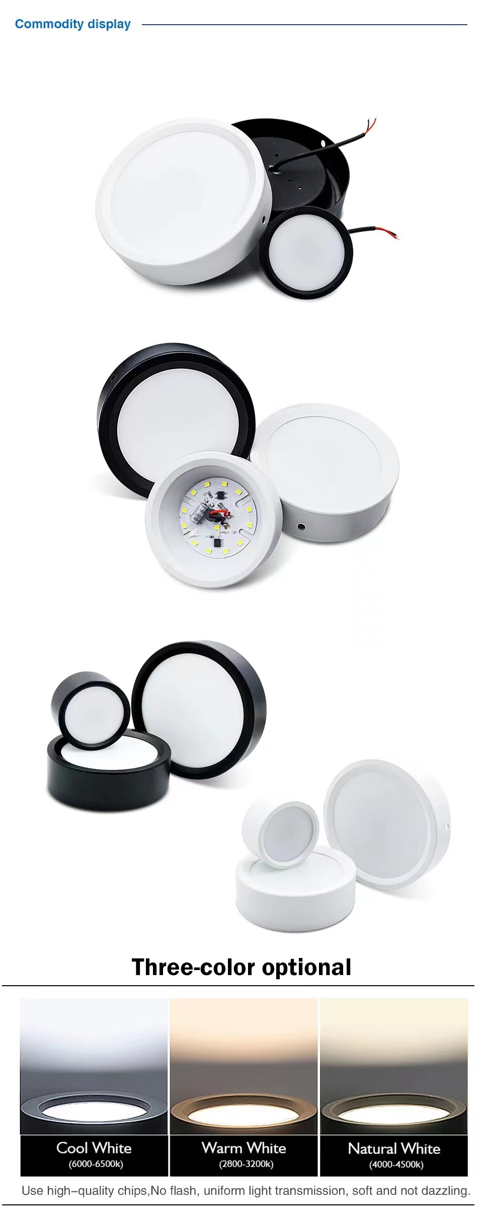 Description Picture 4 of itemLed Bright downlight 9W/12W/15W/18W thick thin no-hole ceiling installation downlight hotel hallway bedroom household AC220V