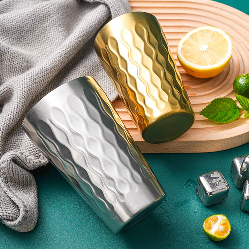 Stainless steel beer cup milk tea cup Korean style fire edge cup hotel double-layer insulated cup 304 creative stainless steel cup