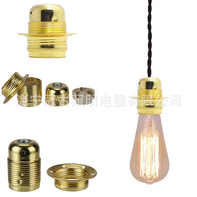 E27 screw-in metal lamp holder, electroplated iron lamp holder, DIY table lamp, pendant lamp, lighting accessories
