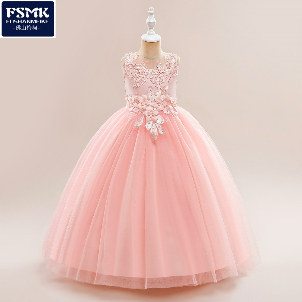 Europa y América nueva flor Niña de la princesa vestido de malla de la flor pettiskirt largo medio y grande vestido de novia de los niños