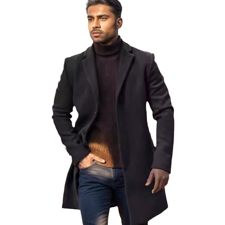 2024 autumn winter coat men's woolen medium long windbreaker coat, colored and multi size_voghion.com