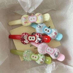 新款苹果发夹领结可爱长条ins甜美发饰鸭嘴发卡少女卡通刘海头饰