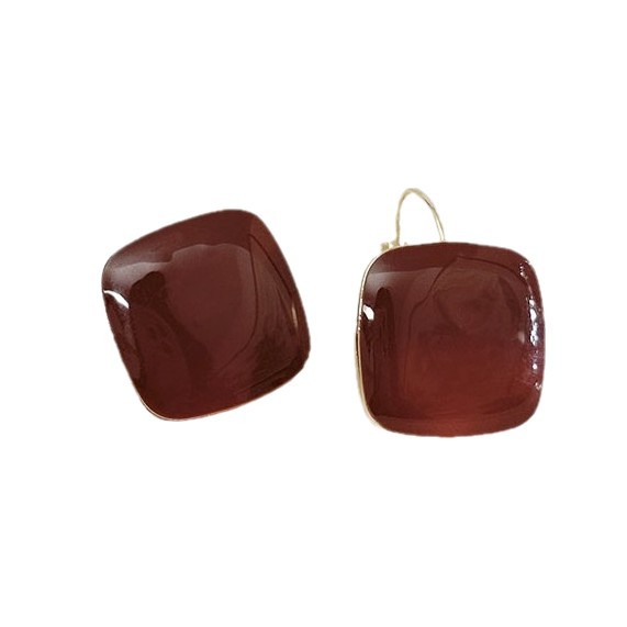 Pendientes geométricos con aguja de plata vino rojo goteando aceite Pendientes de temperamento de moda simples y versátiles Pendientes de alta gama de lujo ligero al por mayor