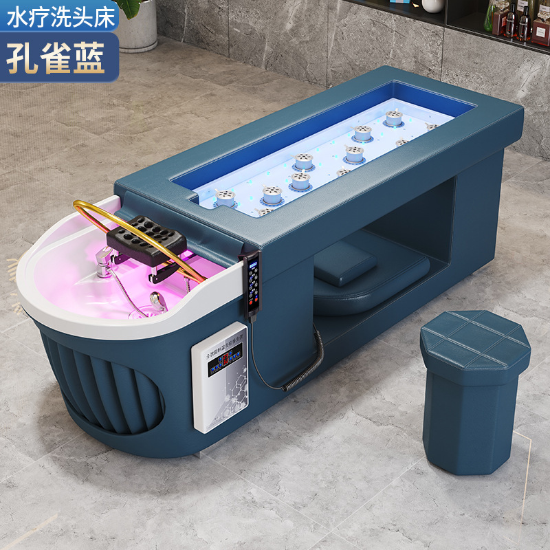 Cama de fisioterapia de moxibustión de cuerpo entero sin humo, fumigación de medicina tradicional china en la cabeza de la cama de moxibustión, tratamiento de agua y lavado de cabello circulante, especial para salón de belleza