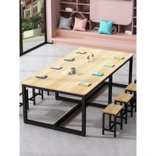 Primary School Students Painting Art Desk Calligraphy Learning Training Table School Tutoring Class Double Classroom Desks and Chairs