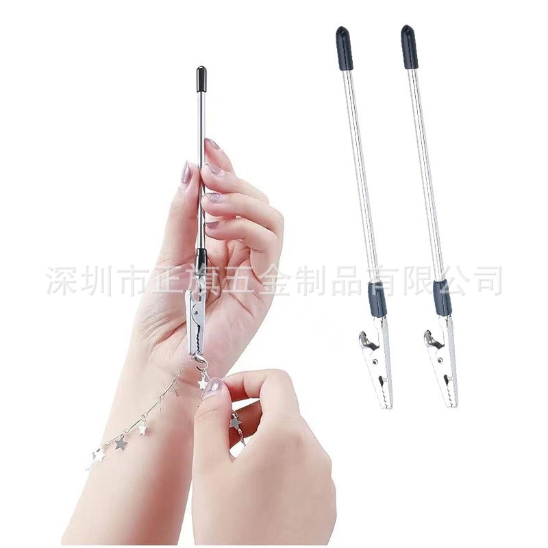 En stock para Super elástico de metal dentado cocodrilo nota clip pulsera joyería con clip auxiliar multifuncional