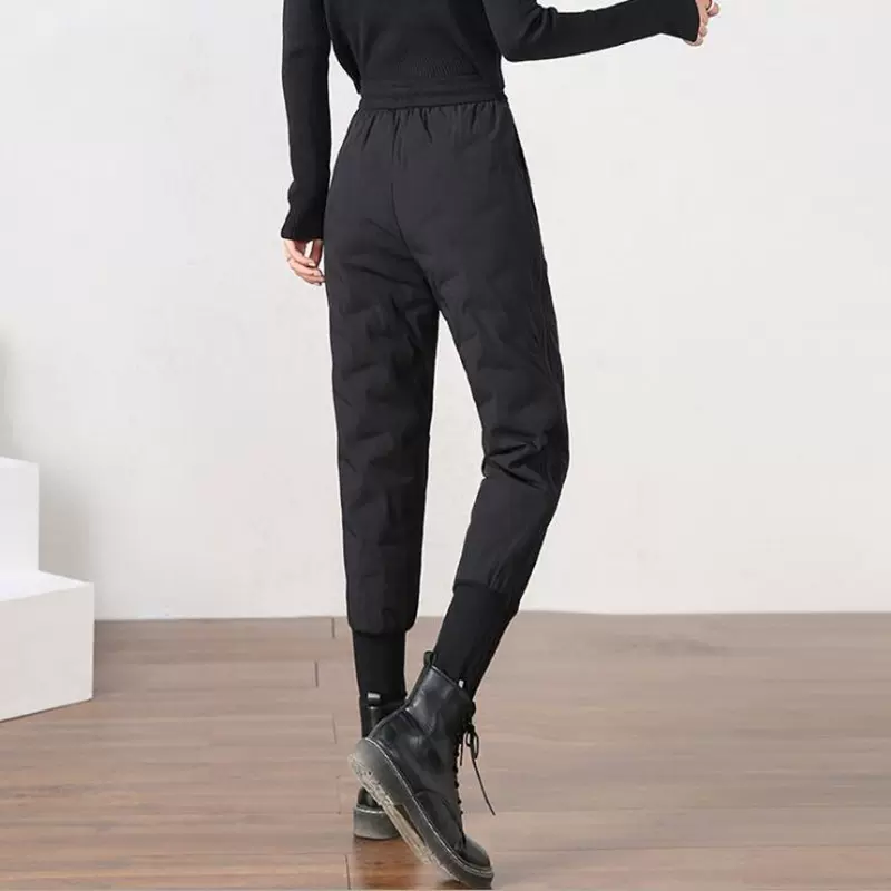 2022新款羽绒裤女士青年百搭休闲保暖裤加厚收口冬季羽绒棉裤