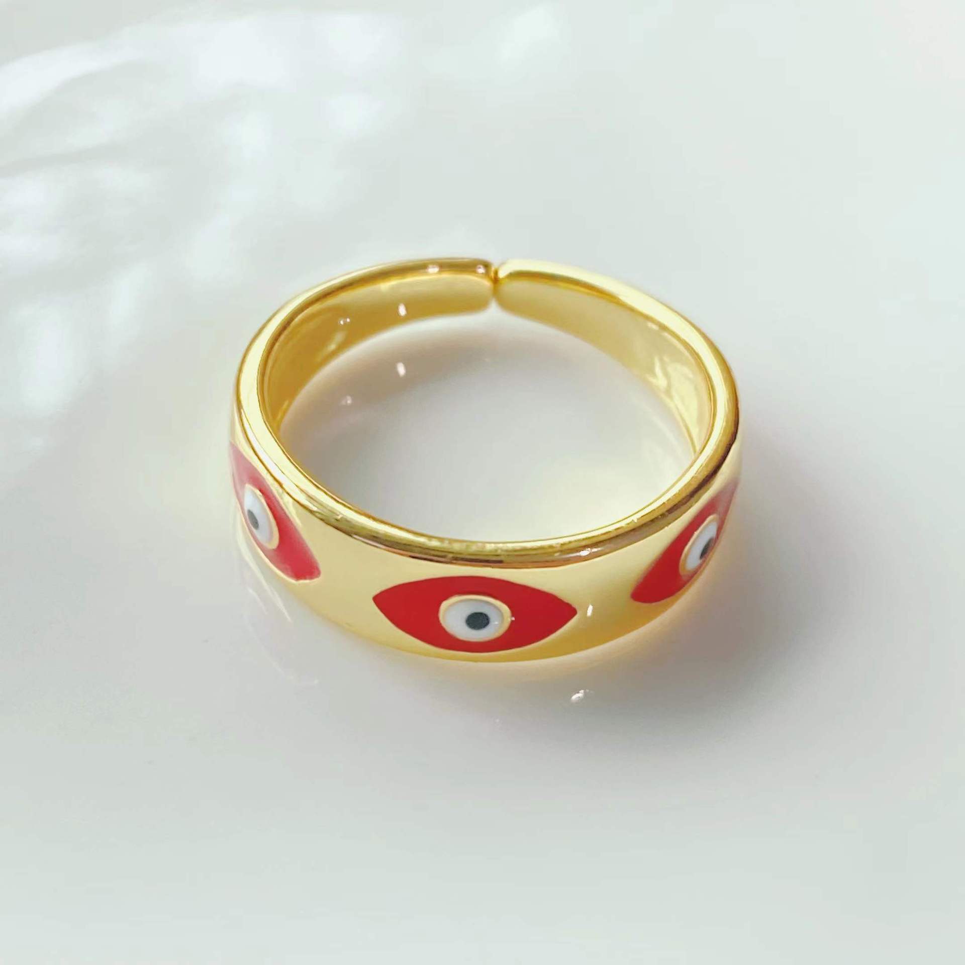 trend ring 18k gold-plated oil drop simple personality eye opening adjustable female ring