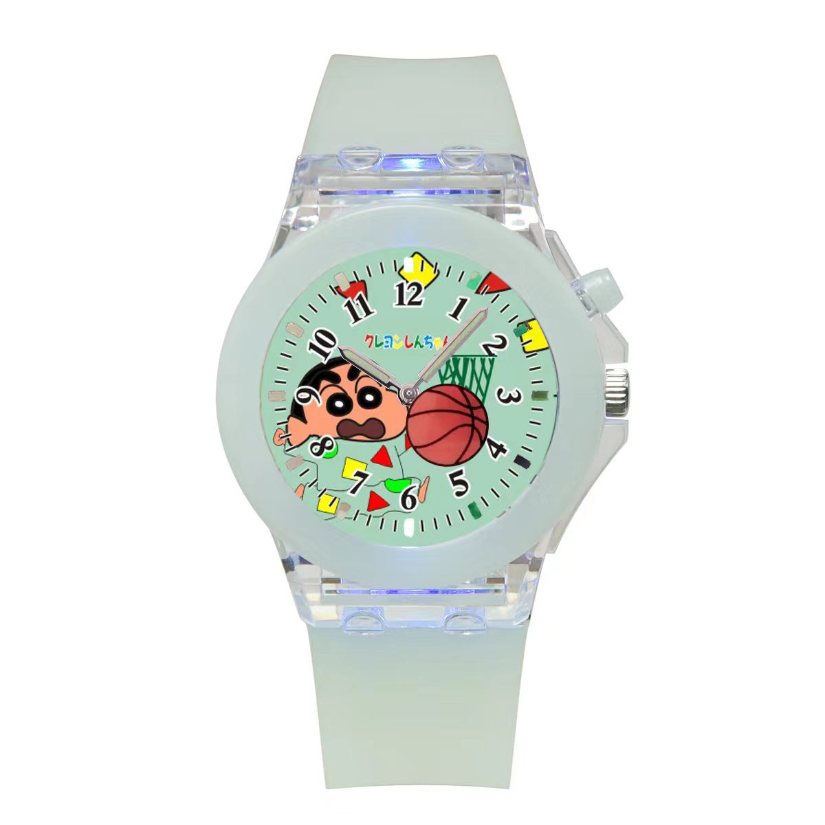 Estudiante de escuela primaria y secundaria reloj nuevo luminoso de dibujos animados de fútbol giratorio de silicona tendencia de moda infantil ins estilo unicornio