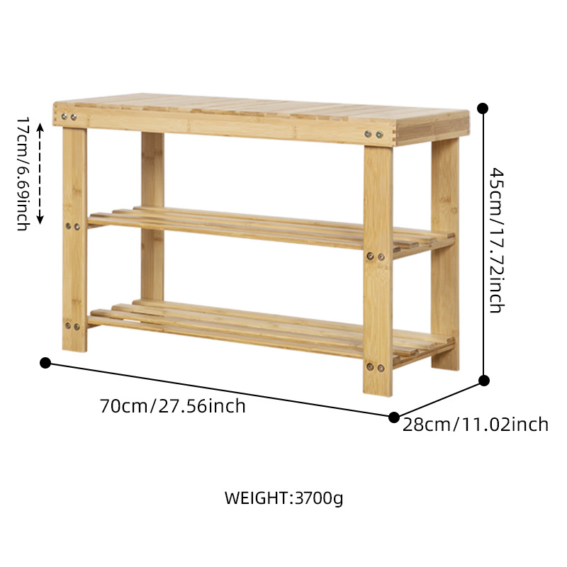 Estante de zapatos simple multicapa puerta doméstica se puede sentar y usar taburetes de cambio de zapatos armario de zapatos a prueba de polvo almacenamiento económico estante de bambú precio especial