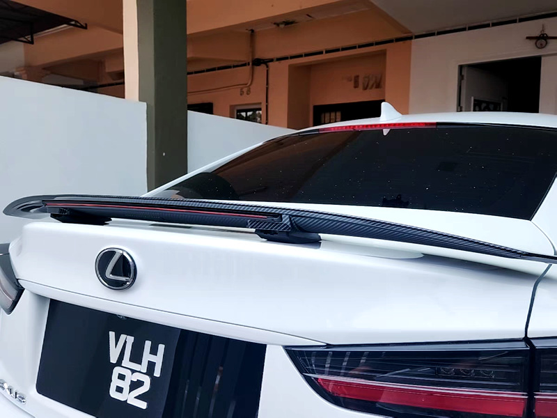 Suitable for Car Modification Electric Adjustable Rear Wing Universal Black/Carbon Fiber Pattern with Lighted Perforated Fixed Wing