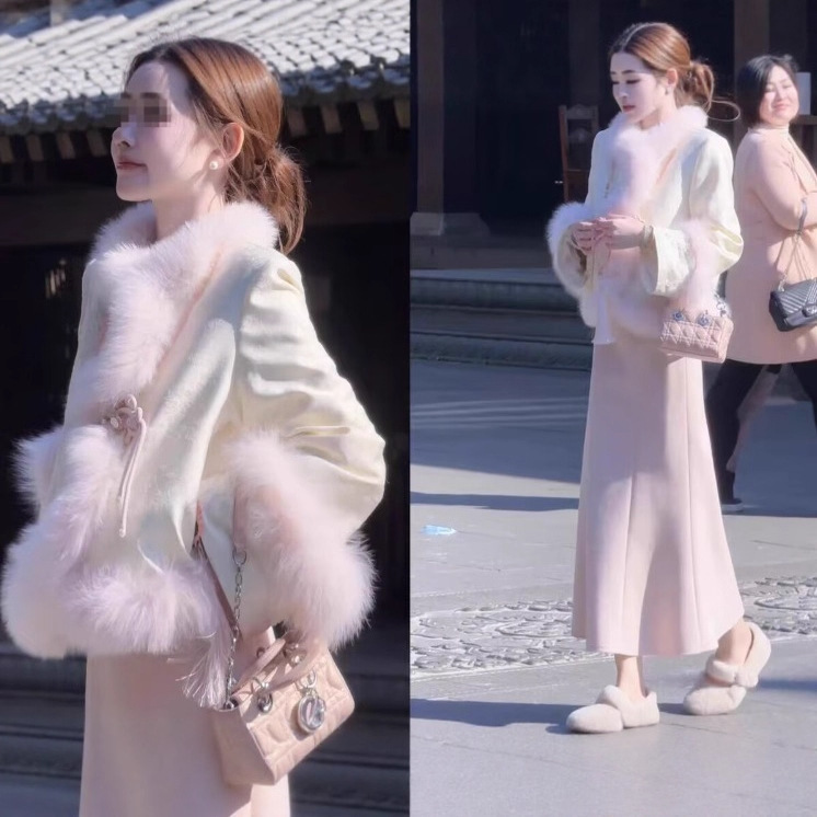Tingting Milk Powder Snow Noble Lady Custom-Dyed Fox Fur Pink White down Suit Tt2Sdtz Winter Delivery