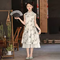 Оранжевая девушка-тигр платье Hanfu Новое китайское детское платье Cheongsam Принцесса Летнее платье 2024 Новая девушка Супер Фея