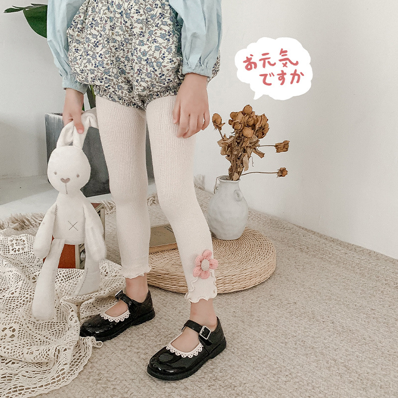 21年秋冬新款儿童连裤袜太阳花女童九分打底裤木耳边学生舞蹈裤袜|ms