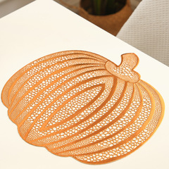 Cross-border hollowed PVC pumpkin Western-style dining mat with Instagram-style European gold foil dinner mat, waterproof, anti-slip, heat-insulating dining table mat for wholesale