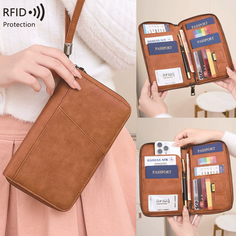 Кошелёк-паспорт RFID-защита, универсальный органайзер на молнии, сумка для путешествий