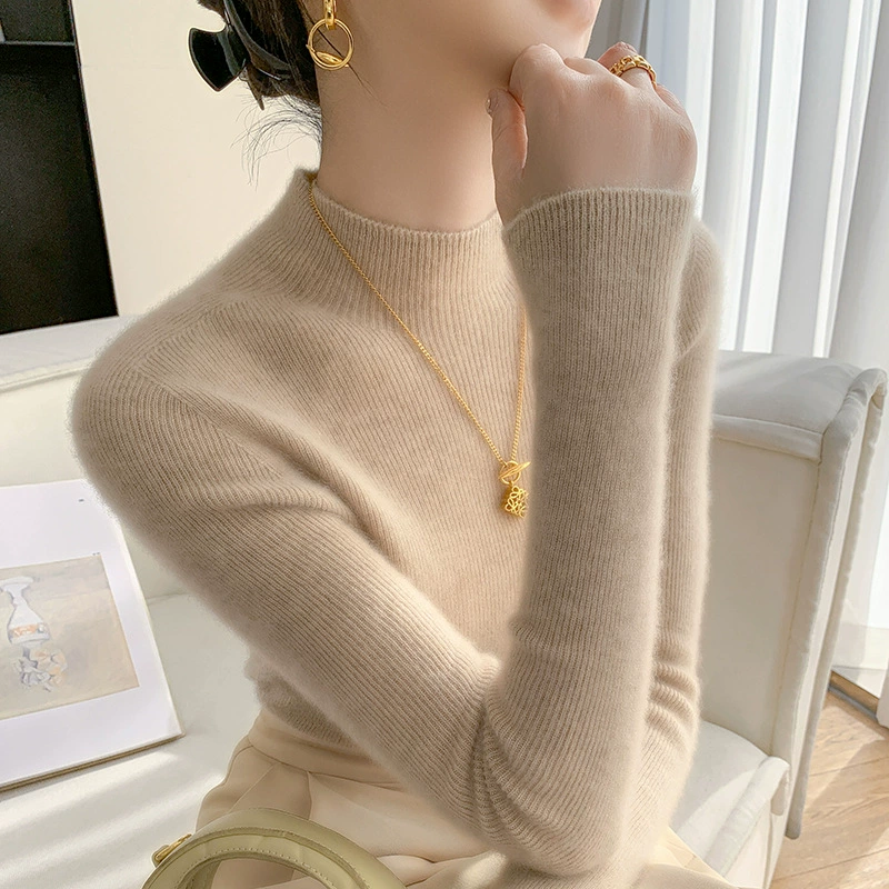 Бесшовное облегание Jingshan кашемировый свитер с половинным вырезом женский свитер осенний и зимний тонкий вязаный нижний свитер чистый цвет темперамент
