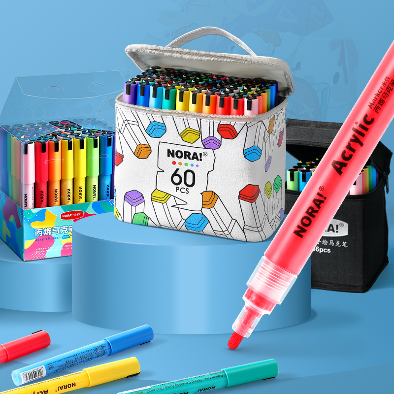 Juego de Marcadores Acrílicos Noya, Resina Transparente, Punta Redonda, Tipo Pincel de Acuarela, Punta de Presión, Pincel para Estudiantes