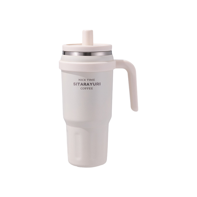 SITARAYURI taza de aislamiento de paja de gran capacidad taza de automóvil taza de mango taza de viaje al aire libre taza de hielo portátil