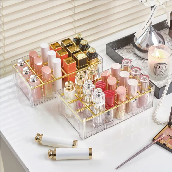 18-grid lipstick storage box makeup lip gloss lipstick desktop transparent lip glaze storage box display rack simple lipstick rack